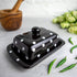 Countertop City to Cottage Large Ceramic Butter Dish With Lid for - Handcrafted Black and White Polka Dot Keeper