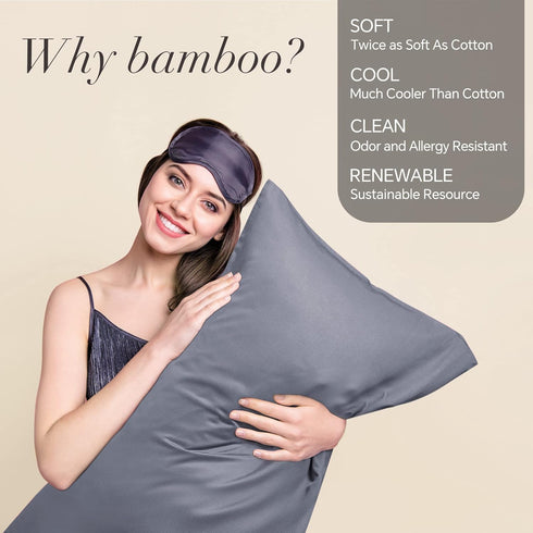 BEDELITE Body Pillow Cover, Rayon from Bamboo, Cooling Pillowcase for Hot Sleepers, Grey 20x54 Inches