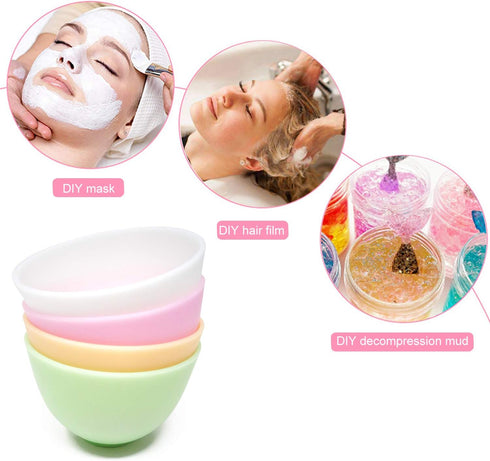 Honbay 4PCS Silicone Mixing Bowl, Prep and Serve Bowls for Mixing Facial Mask or Holding Ingredients, 10×6.8CM