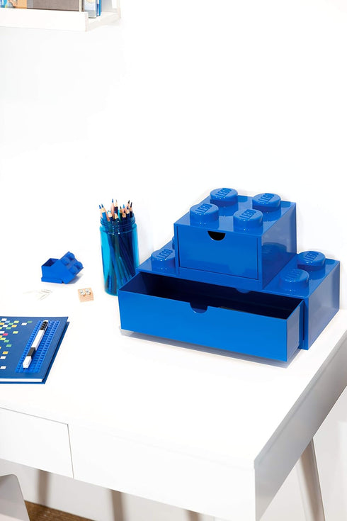 LEGO Stackable Desk Drawer BLUE - Plastic Storage Box for LEGO, Toys, Office Supplies, and Home Decoration