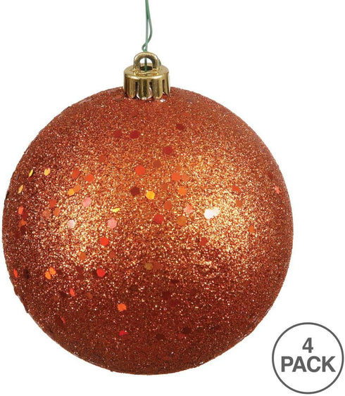 Vickerman 6" Burnished Orange Sequin Ball Ornament, 4 per Bag
