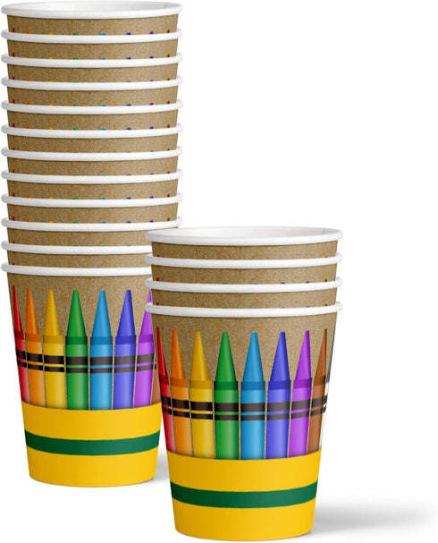 Crayon Birthday Party Supplies Set - Tableware Kit for 16 | Plates, Napkins, Cups