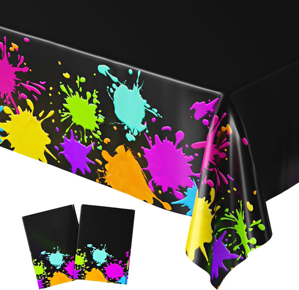 Blue Orchards Glow Party Table Covers, Pack of 2, 54"x108" XL, Glow in The Dark Decorations, Neon Table Cloths