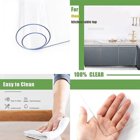 2mm 2 Pack 12 48 inches Thick Clear Table Cover Protector, Waterproof PVC Desk Pad, x Tablecloth Protector for Coffee