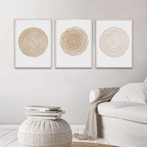 Mid Century Modern Wall Art Set, Boho Canvas Print - Abstract Geometric Scandinavian Painting for Decor