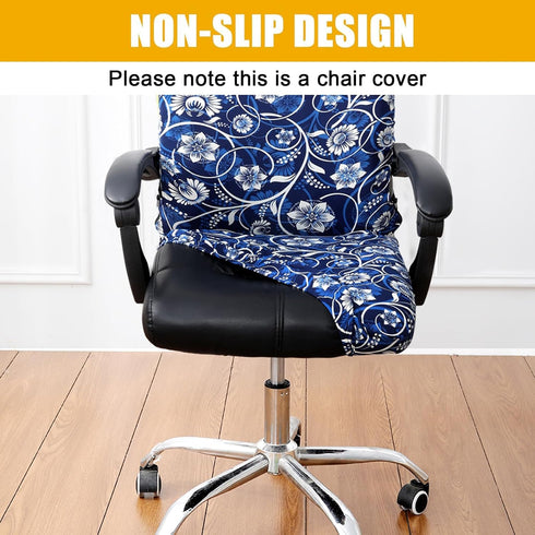 smiry Stretch Printed Computer Office Chair Covers, Soft Fit Universal Desk Rotating Chair Slipcovers, Removable Washable Anti-Dust Spandex Chair Protector Cover with Zipper, Navy Blue by smiry