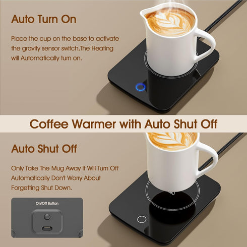 Misby Coffee Mug Warmer with Auto Shut Off, Gravity-Induction for Desk Use, Perfect Gift for Coffee Lovers (Black)