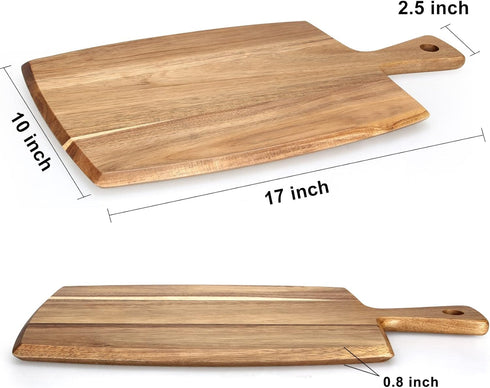 Best Acacia Wood Cutting Board with Handle, Kitchen Chopping Boards for Bread, Meat, Fruit, Cheese