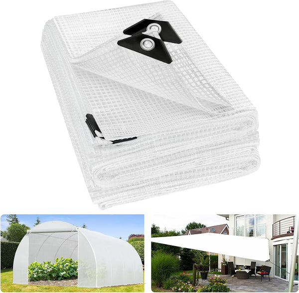 ANGAR 16 Mil Heavy Duty Clear Greenhouse Tarp, 10x20FT Waterproof Clear Tarps