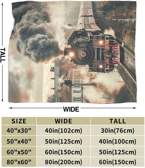 HSYOYO 80"x60" Train Travelling Throw Blanket Fluffy Fleece Blankets Vintage Lightweight Travel Blanket Indoor Outdoor