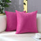 mixeoo Comfy Hot Pink Throw Pillow Covers - Decorative Square Solid Thick Velvet Cushion Cases, Set of 2, 18 x 18 Inch