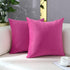 mixeoo Comfy Hot Pink Throw Pillow Covers - Decorative Square Solid Thick Velvet Cushion Cases, Set of 2, 18 x 18 Inch