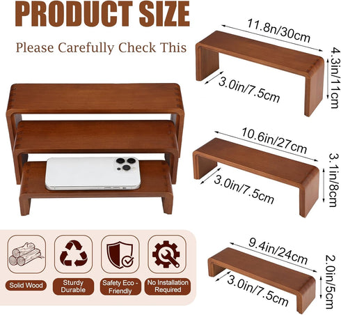 Feiyonec 2 Sets, 6 Counter, 9.4in, 10.6in, 11.8in PCS Total, Wood Risers Display Stand, Cupcake Dessert Cake Stand