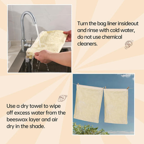 3 Pack Set, Tirphy Reusable Bread Bags and Bowl Cover Beeswax Bread Bags for Sourdough, Homemade Bread Storage to Keep