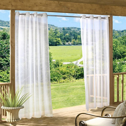 Escape Easy to Install Sheer Outdoor Curtain, 54" x 108", Ivory