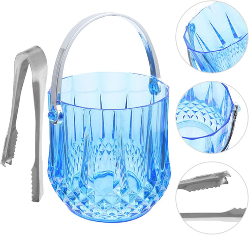 Kichvoe Transparent Bar Ice Cube Bucket with Ice Tongs - 1150ml Ice Container for Home Wine and Beer Storage