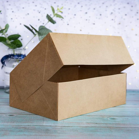 ONE MORE Cupcake Boxes with Inserts, 6 Holders, 9.5x6.3x3inch Large Brown Kraft Bakery Boxes with Window, Pack of 15