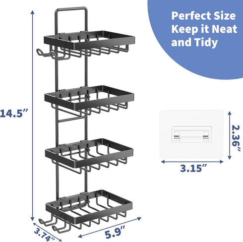 4 304 4 Moforoco Tier Soap Bar Holder for Shower, No Drilling, Stainless Steel, Wall Mounted Soap Holder with Hooks