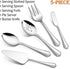 5-Piece Serving Utensils, E-far Stainless Steel Scalloped Edge Hostess Serving Set for Buffet Party Kitchen Restaurant, Mirror Finished & Dishwasher Safe by E-far