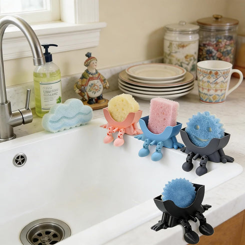 FKSWSQY 3D countertop Upgraded Hanging Sponge Rack with Drainage Holes, Suitable for Kitchen Sinks, Printed Fun Sponge