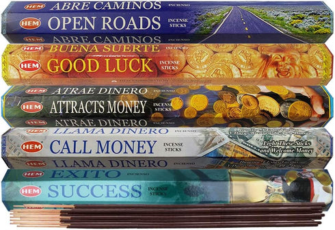 Hem Incense Sticks Variety Pack #5 with Holder, 5 Money and Success Themed Fragrances
