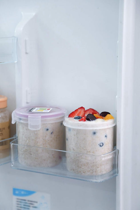 Set 4 Set (18.6 oz) Komax Biokips Overnight Oats Containers with Lids of Round Airtight Food Storage Containers