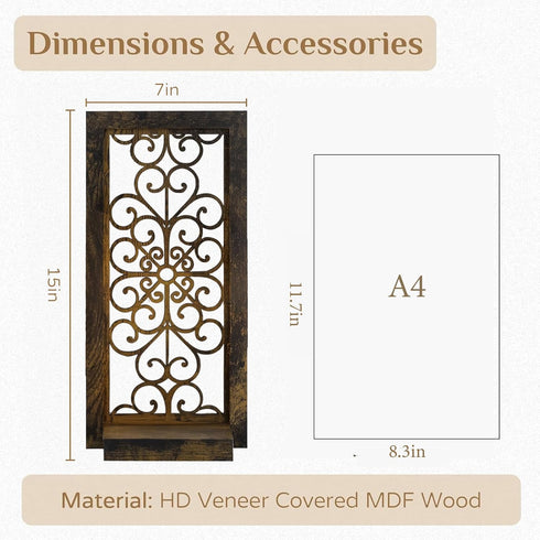 Set Farmhouse Wall Candle Holder Decor: Rustic Candle Sconces of Two for Pillar Candles - Brown Wooden Shelving