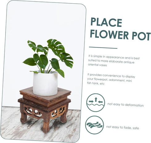 YARNOW Base Flower Pots for Indoor Plants, Wooden Decor, Small Stool for Plant, Brown Flowerpot Stand