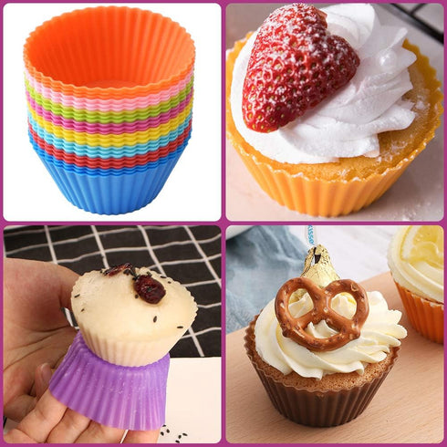 Newk Reusable Silicone Baking Cups, 48 Packs Nonstick Food Grade Silicone Cupcake Liners, Muffins Cup Molds - 8 Colors by Newk