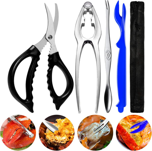 Stainless Steel Crab Crackers and Tools Set, Lobster Crackers and Picks for Shellfish