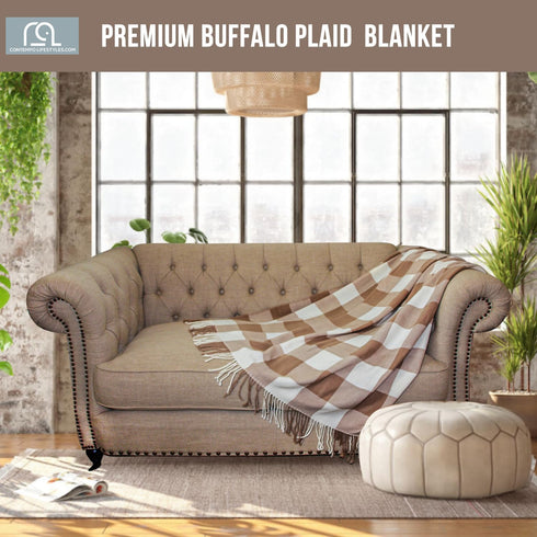 Buffalo Plaid Throw Blanket - Decorative Lightweight & Ultra-Soft Blanket for Indoor Outdoor Use