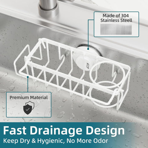4-in-1 TAILI Sink Caddy with Strong Suction Cup, Sponge Holder for Kitchen Sink Organizer, Removable, Rustproof