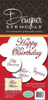 Designer Stencils Script Celebration Cake Stencils Set, Beige/Semi-Transparent