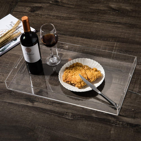 Decorative,16" 12" Countertop,Large Sooyee Clear Acrylic Tray x Plastic Serving Trays for Coffee