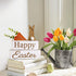 5PCs Easter Decorations: Happy Rustic Easter Wooden Bunny Carrot Table Signs, Cute Carrots Bunny Shaped Holiday Home