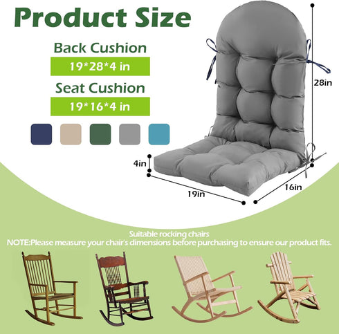 44x19x4 Inch, Rocking Chair Cushions, Indoor/Outdoor Adirondack Chair Cushion, Waterproof and Fade-Resistant Rocking