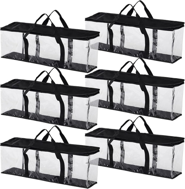 Fasmov 6 Pack DVD Storage Bags - Hold up to 240 DVDs, Water Resistant DVD Holder Case with Handles, Black