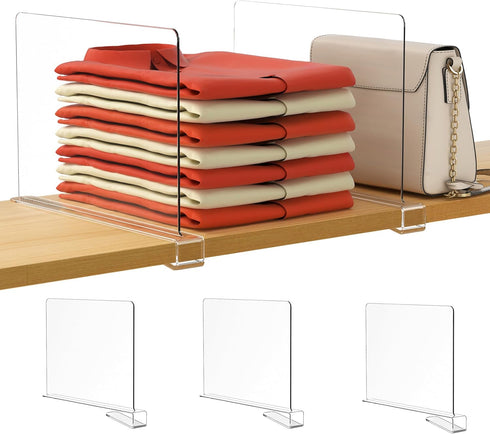 HBlife 3 Pack Clear Shelf Dividers, Vertical Purse Organizer for Closet Perfect