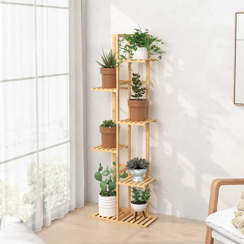 6 Laiensia Bamboo Plant Stand Rack Tier,Multiple Stand Holder Shelf Rack, Indoor&Outdoor Planter Display Shelves