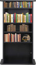 5 5 240 132 Shelf Bookcase Tier Wooden Multimedia Storage Media Cabinet DVD Rack, Adjustable Shelves Organize a Mix