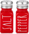 Red Salt and Pepper Shakers Set by Brighter Barns, Modern Farmhouse Kitchen Decor with Stainless Steel Lid
