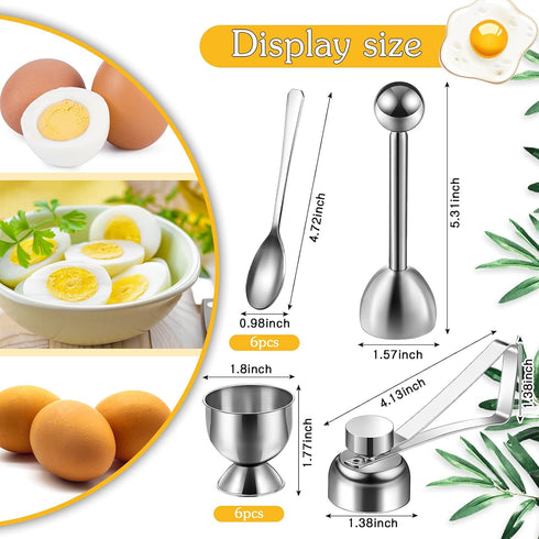 14 Set Pieces Egg Cup Egg Topper Boiled Egg Holder Stainless Steel Egg Opener Egg Spoon for Kitchen Tool