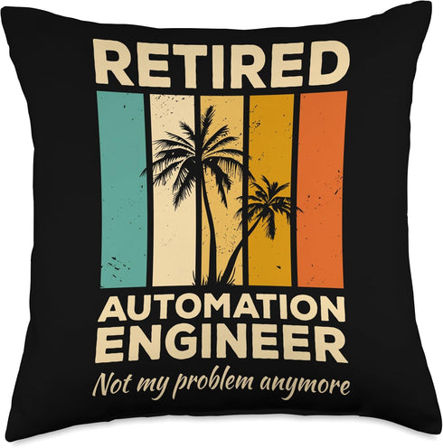 Retired Automation Engineer Throw Pillow, Multicolor, 18x18
