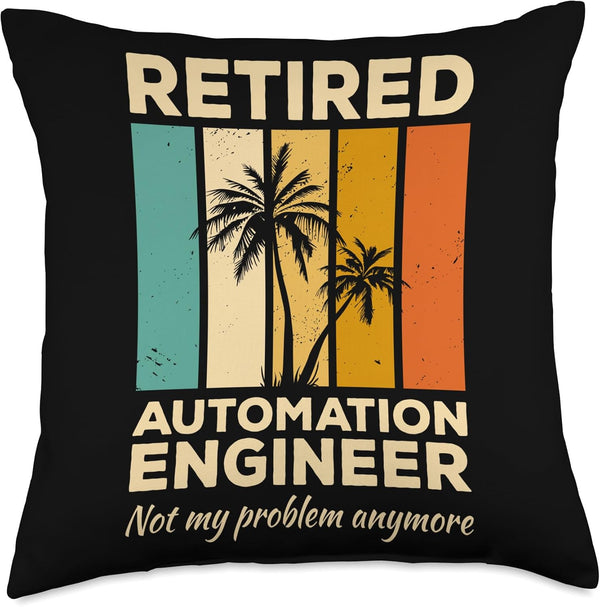 Retired Automation Engineer Throw Pillow, Multicolor, 18x18