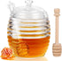 Loscarol Honey Jar with Dipper and Lid, 8 oz Glass Honey Pot