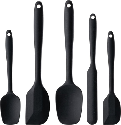 Silicone Spatula Set, 5 Piece Food Grade Rubber Spatulas for Baking, Cooking, Mixing, High Heat Resistant, Dishwasher