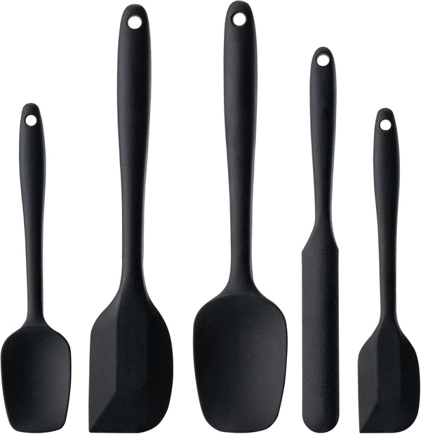 Silicone Spatula Set, 5 Piece Food Grade Rubber Spatulas for Baking, Cooking, Mixing, High Heat Resistant, Dishwasher