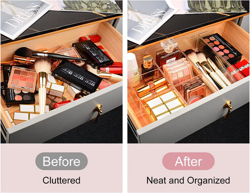 JessLab Acrylic Organizer, 3 Cube Sections Makeup Organizer for Vanity, Bathroom, Kitchen, and Cabinet Storage