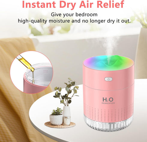 2 Portable Small Humidifiers for Bedroom Baby, Rechargeable Mini Cool Mist Plant Humidifier for Plants, Quiet Desktop