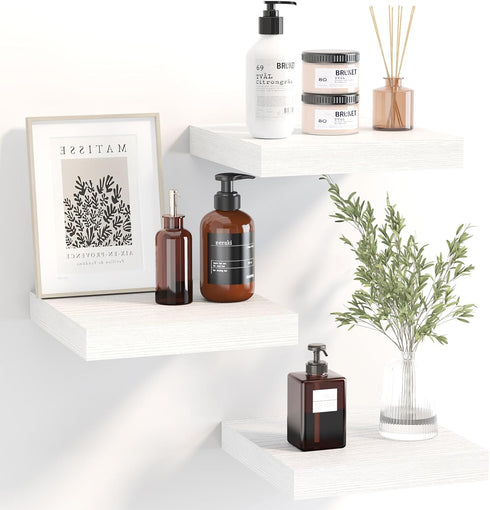 Fixwal 8inch Floating Shelves for Wall, Small White Shelves Wall Mounted Shelf